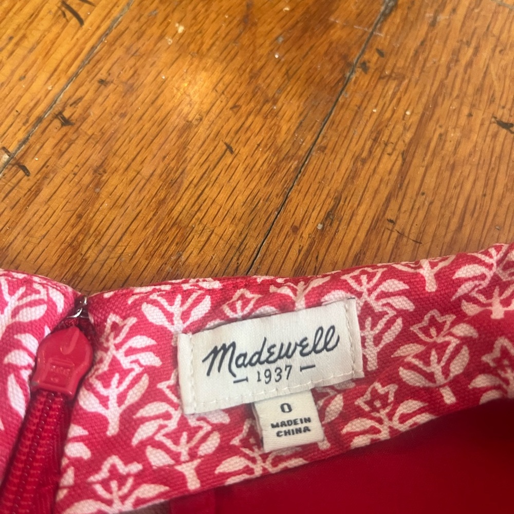 Madewell Size 0 Red White Floral Pleated Shorts Spring Linen Cotton Women’s - Picture 5 of 7
